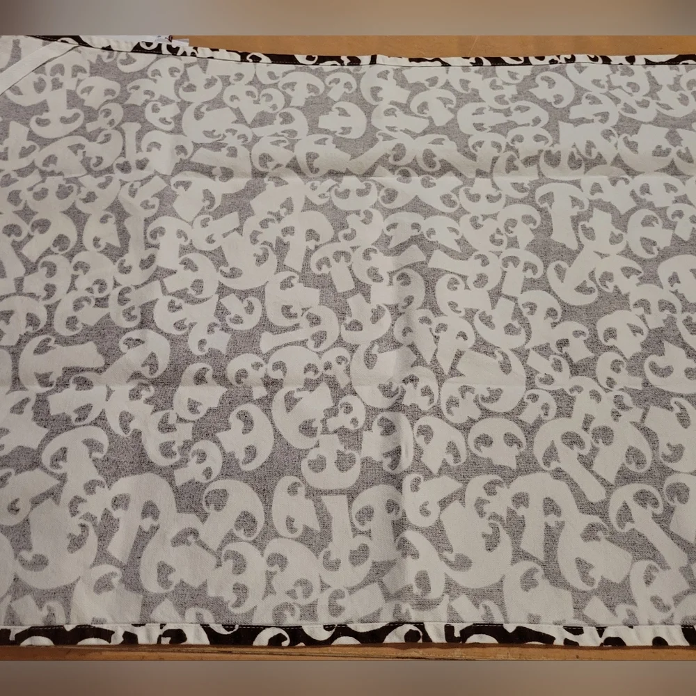 Crate & Barrel Brown & White Mushroom Dishtowel